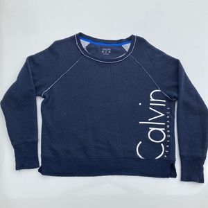 Calvin Klein Performance Crew Neck Sweatshirt Size S Navy Blue White